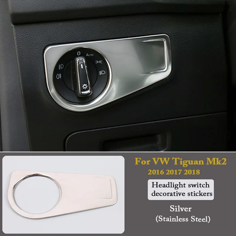 SS Silver 1x Автомобиль-Стайлинг для Volkswagen Tiguan 2 MK2 для VW Tiguan Кнопка регулировки фар наклейки Чехлы аксессуары - Название цвета: SS Silver