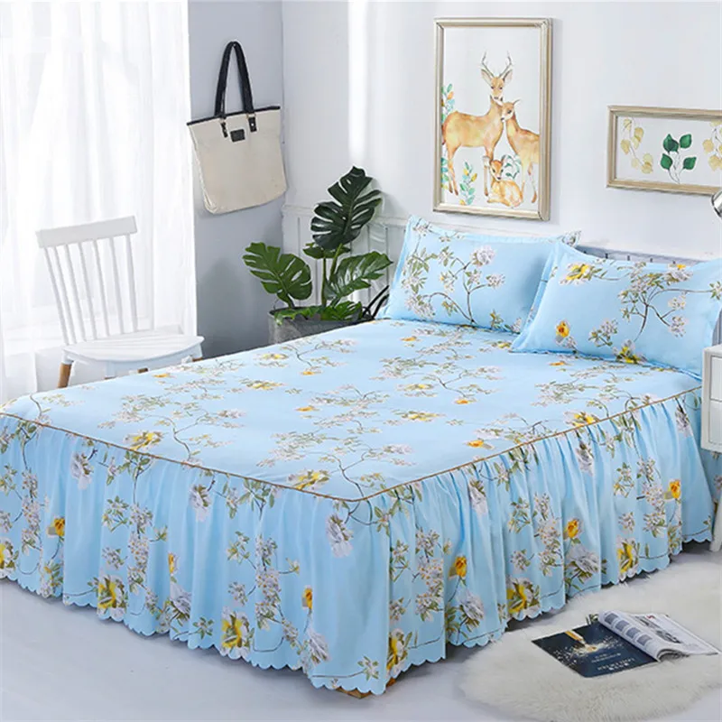 Bed Skirt-10 Домашний текстиль покрывало на кровать в европейском стиле покрывало из полиэстера и хлопка постельное белье с цветными цветами 150x200 см Размер королевы - Цвет: Bed Skirt-10