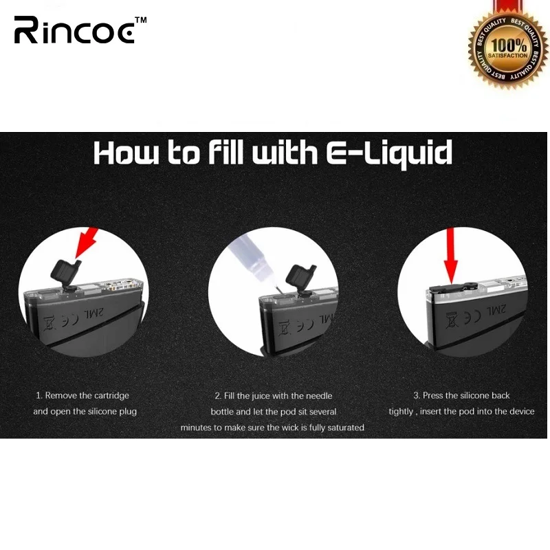 Оригинальный стартовый набор Rincoe Ceto Vape Pod All-in-one 2 мл картридж 370 мАч портативная