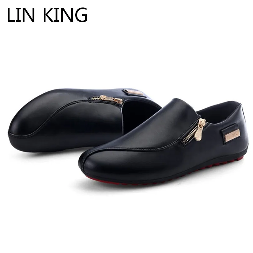 

LIN KING Brand Fashion Summer Soft Moccasins Men Loafers Plus Size Pu Leather Shoes Men Flats Causl Shoes Driving Shoes For Male