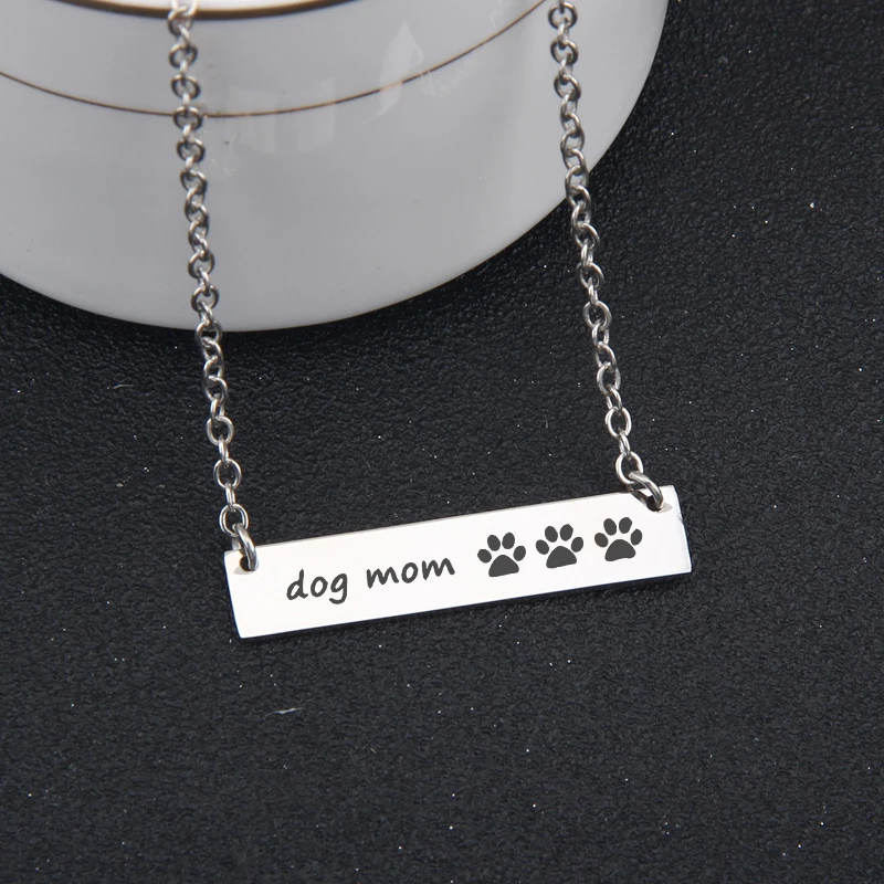 Зеркальное ожерелье с гравировкой собачья мама палка фигурка лапа для собаки бар