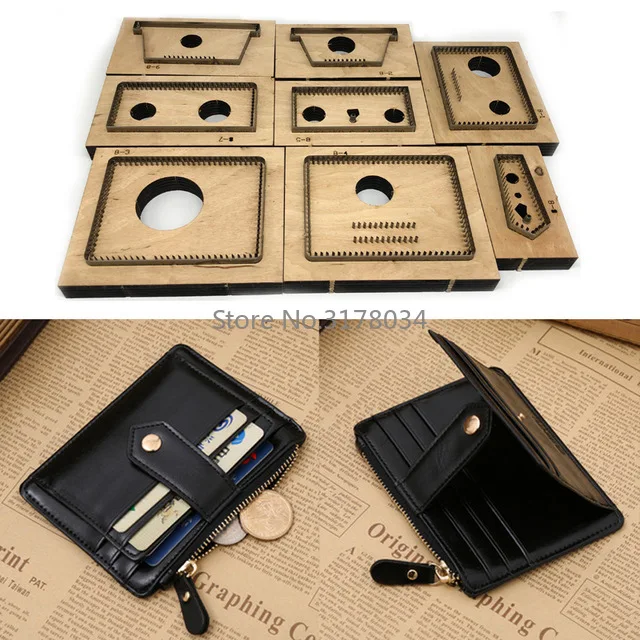 

Japan Steel Blade Rule Cutting Dies Cutter Unisex Leather Wallet Template for Short Wallet Zipper Purse Card Holder 12.8x5x1cm