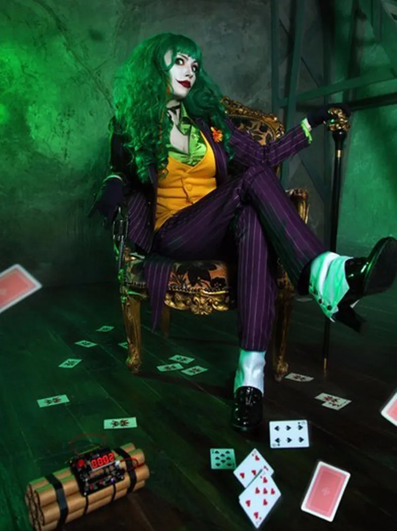 CostumeBuy Бэтмен Темный рыцарь Джокер Косплей Костюм женский отряд самоубийц Harleen Quinzel джокер костюм L920