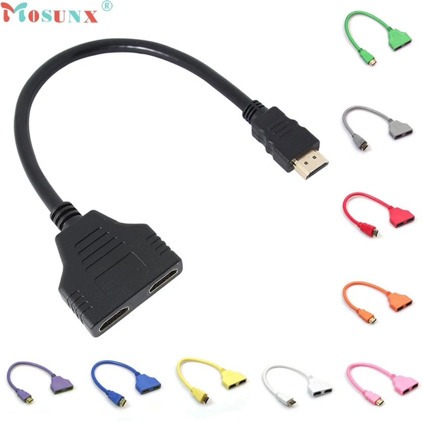 Mosunx заводская цена HDMI 1 до 2 Сплит двойной адаптер сигнала конвертировать кабель
