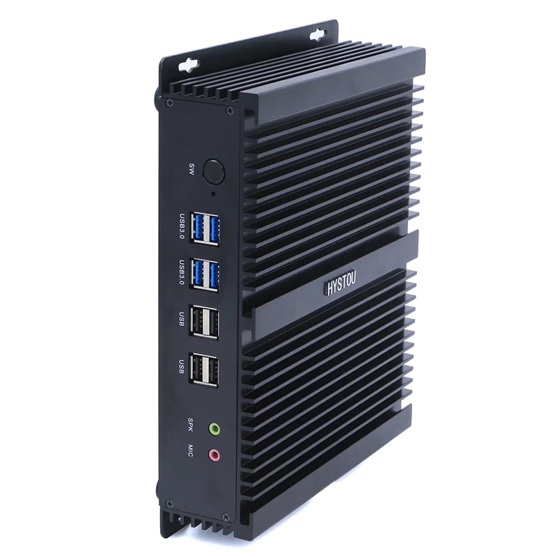 HYSTOU безвентиляторный промышленный мини-ПК Windows 10 i7 4500u i5 i3 CPU 2 * Intel Gigabit Lan 6 RS232