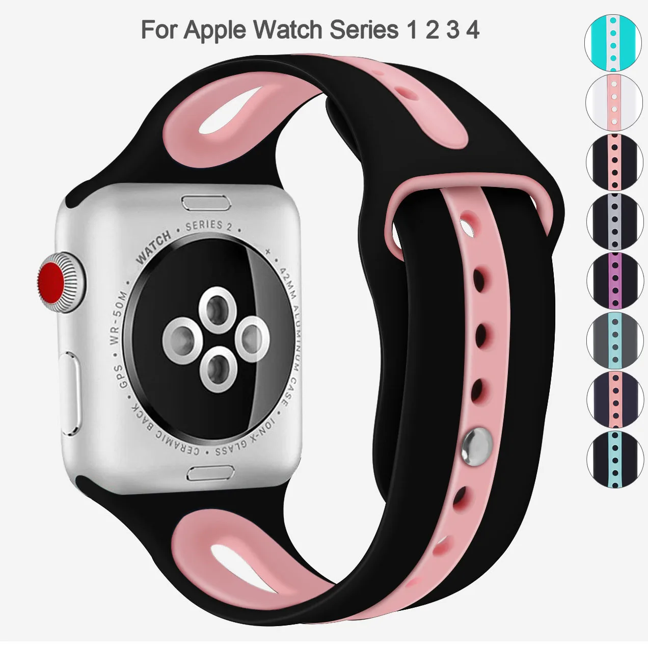 Essidi Премиум мягкий силиконовый браслет для Apple Watch серии 1 2 3 4 Смарт часы 38 40 42 44 мм