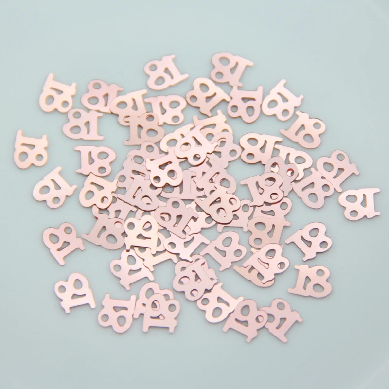 

500Pcs Number 18 Rose Gold Digital Confetti Glitter Birthday Decor Table Sprinkles Confetti For Celebration 18th Happy Birthday