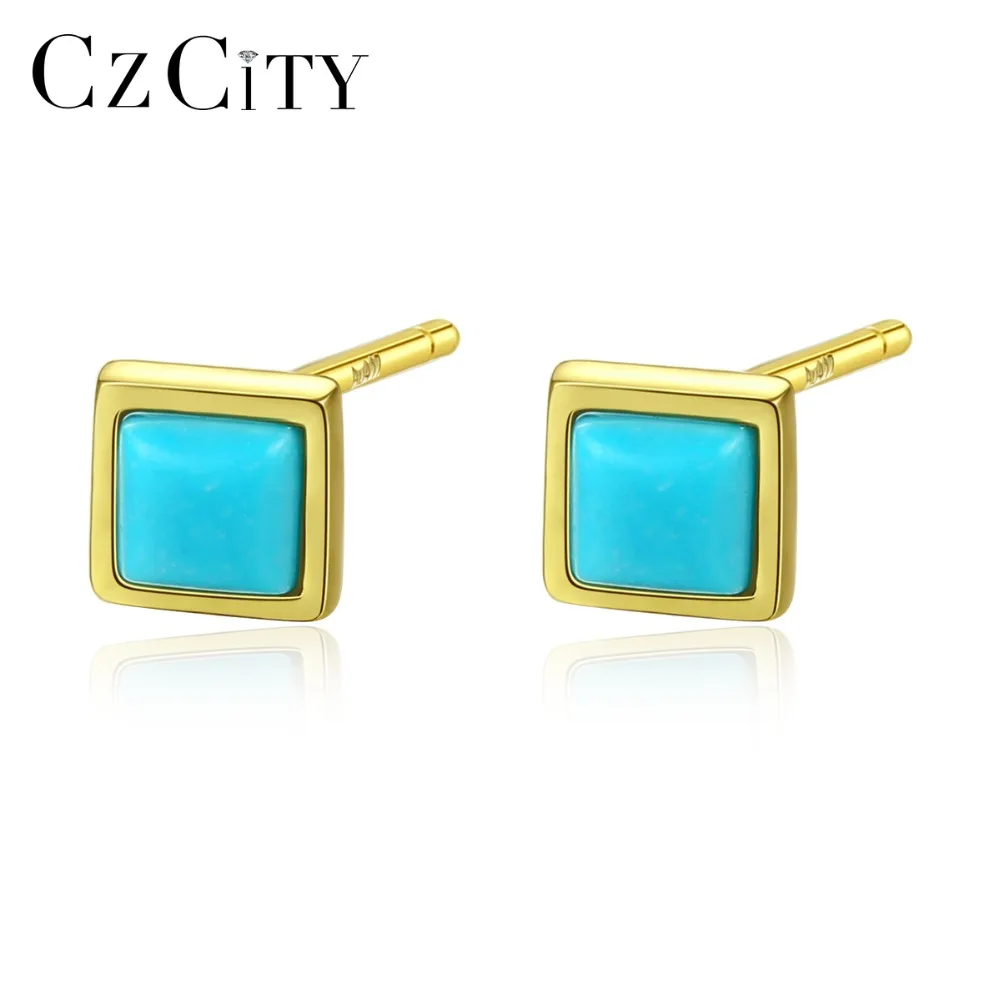 CZCITY реальные 925 стерлингового серебра серьги гвоздики для женщин милые