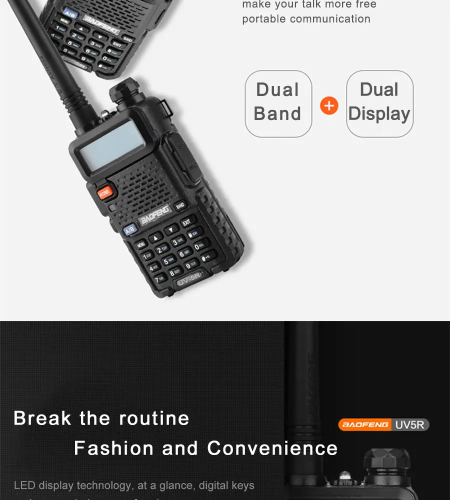 Рация Baofeng UV5R Ham двухстороннее радио Walkie Talkie двухдиапазонный трансивер(черный