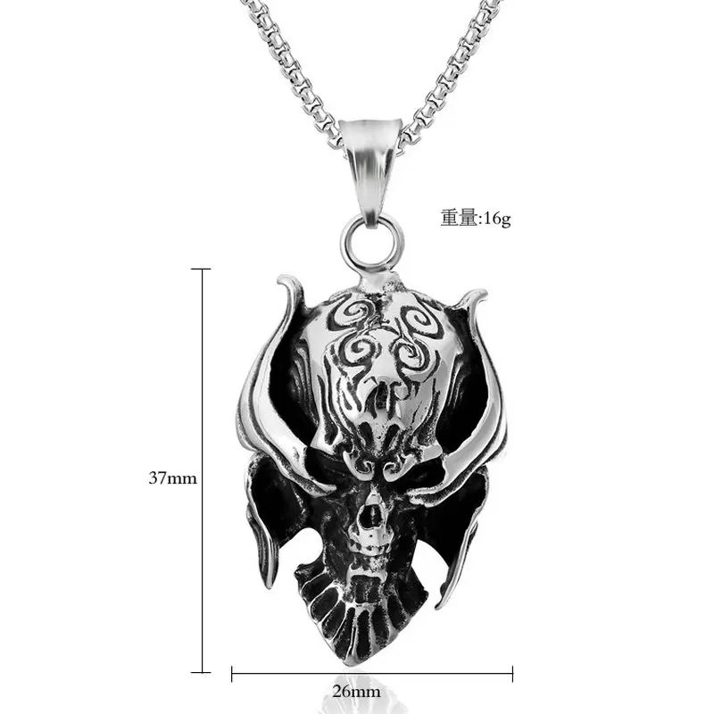 В стиле панк ад кулон Цепочки и ожерелья череп Титан Сталь Для мужчин Ожерелья