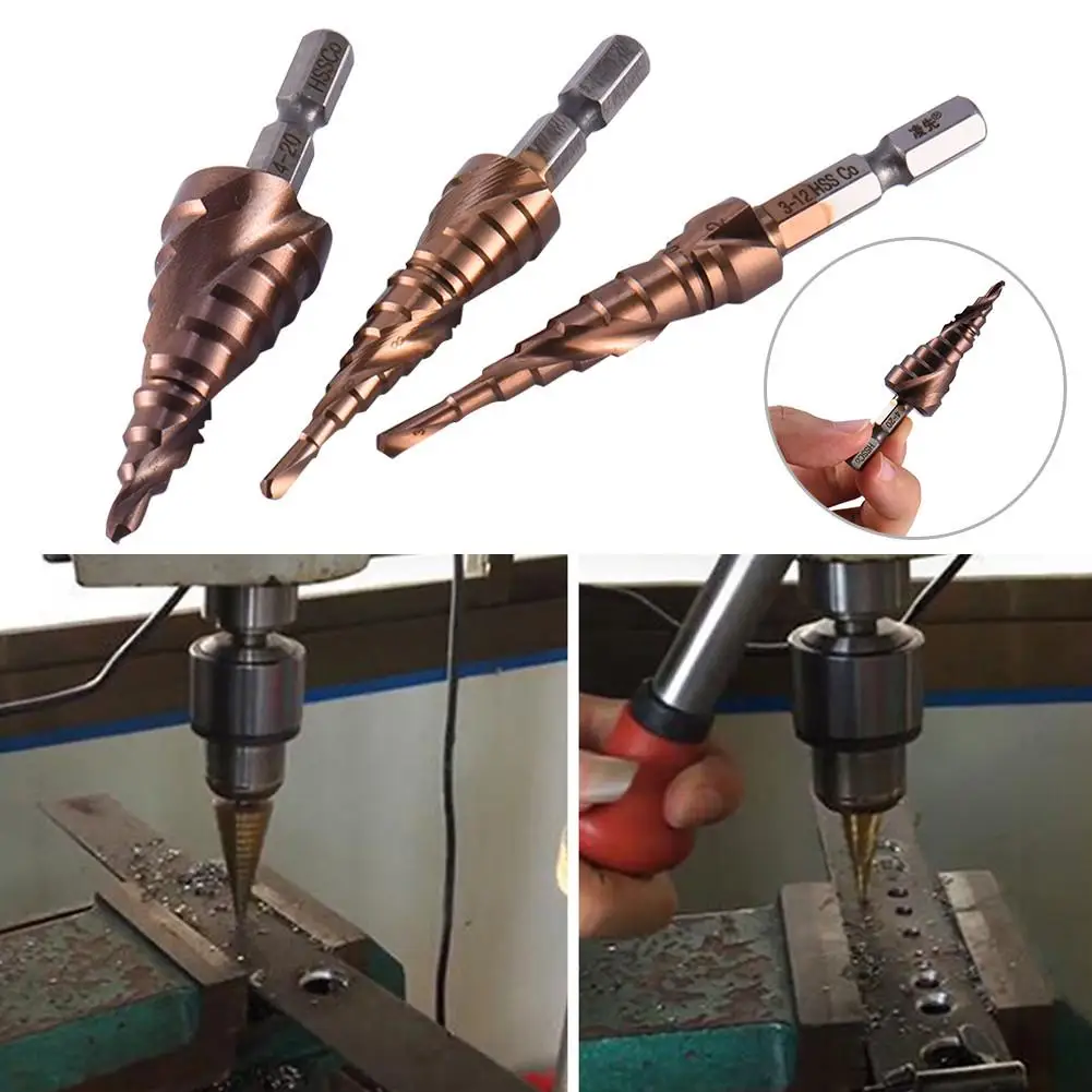 

New HSS Hex Shank Spiral Flute Step Drill Bit With Cobalt drop shipping