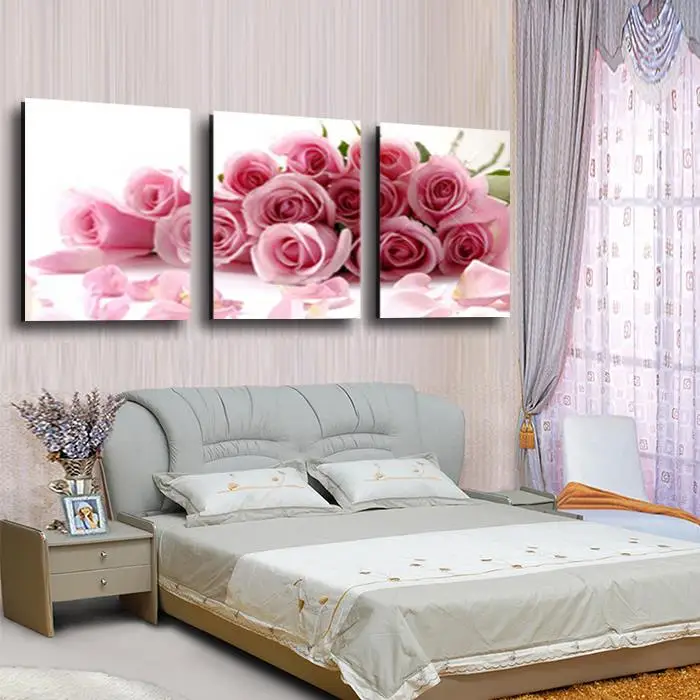 

3 Panel Modern Printed Rose Flower Painting Canvas Cuadros Flowers Picture Wall Art Home Decor For Living Room No Frame