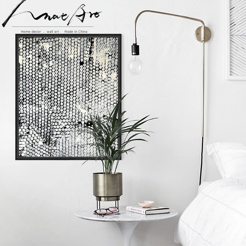 Современная Абстрактная живопись черно белый холст художественное украшение