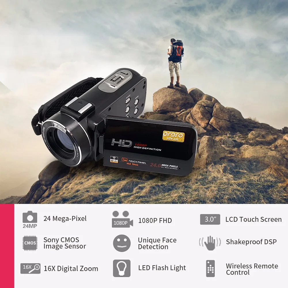 Супер HDV-Z20 24Mp Wifi 1080P Full HD Цифровая видеокамера с удаленным внешним широкоугольным