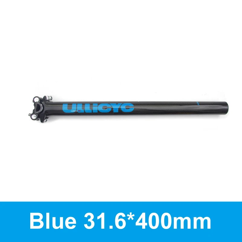 Blue 31.6x400mm Ullicyc труба из углеродистого волокна 3K полностью карбоновый Подседельный штырь Красочный Горный/Шоссейный велосипед Подседельный штырь 27,2/30,8/31,6/33,9/34,9*350/400 мм - Цвет: Blue 31.6x400mm