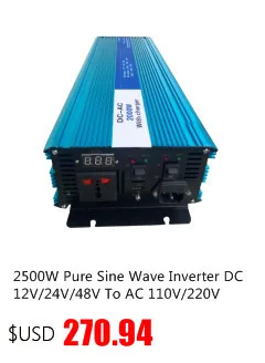 1000 Вт Чистая Синусоидальная волна инвертор, DC 12 V/24 V/48 V к AC 110 V/220 V, несеточный солнечный инвертор, преобразователь напряжения с зарядным устройством/UPS