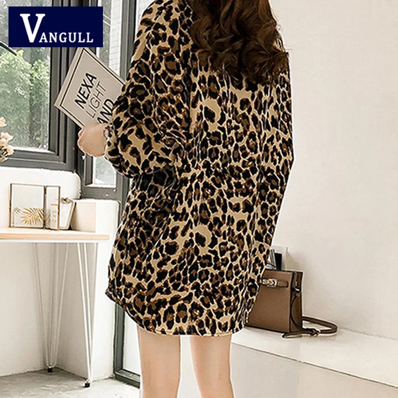 Vangull 2019 Summer New Style Fashion Women Leopard Shirts Long Sleeve Chiffon Tops Plus Size Loose Casual Ladies | Женская одежда