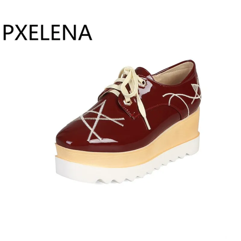 Женские оксфорды на толстой подошве PXELENA весенние криперы плоской платформе с