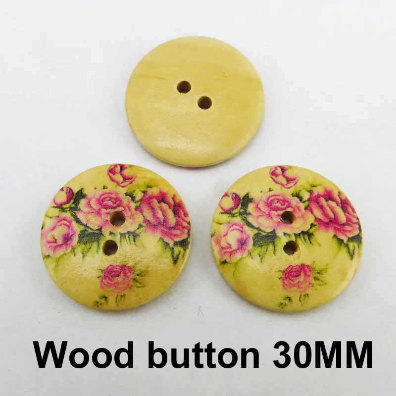 10 шт., декоративные деревянные пуговицы для брюк, 30 мм