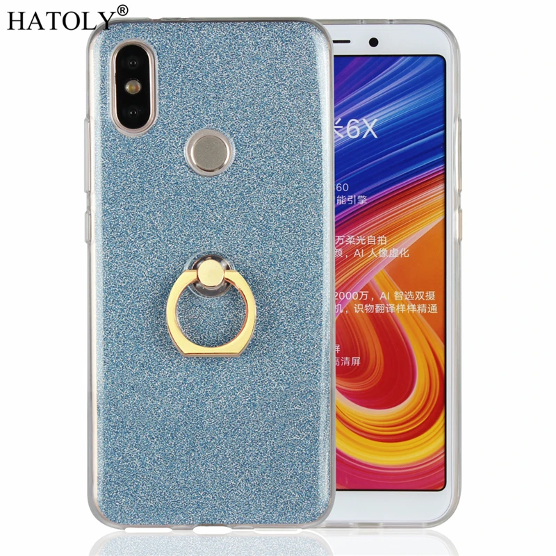 HATOLY Bling кольцо держатель чехол для Xiaomi mi A2 6X прозрачный блеск Чехлы мягкие