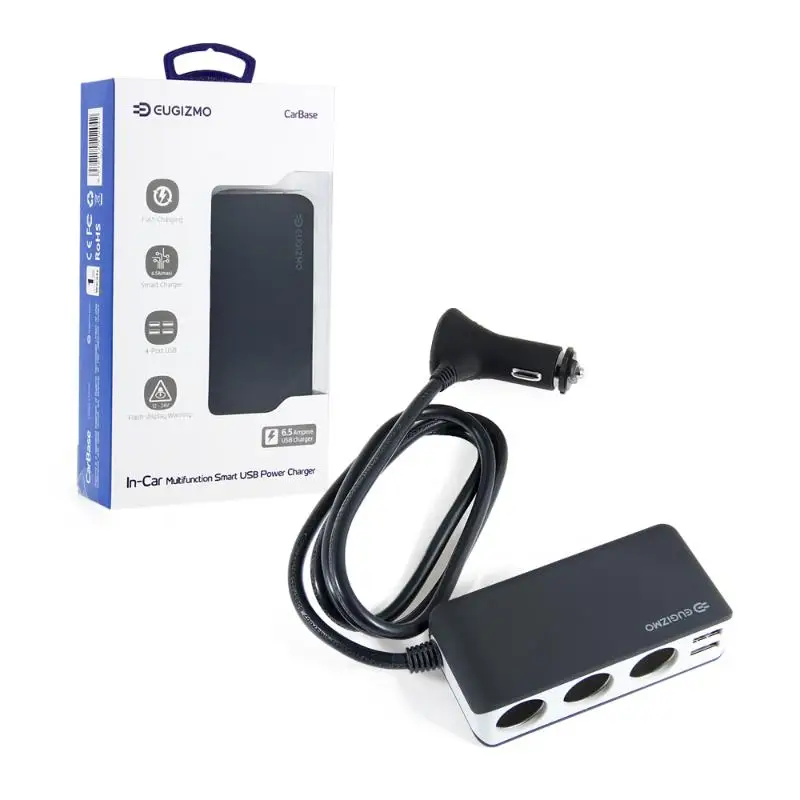 EUGIZMO 4 USB порта 3 Way автомобильный прикуриватель гнездо разветвитель зарядное