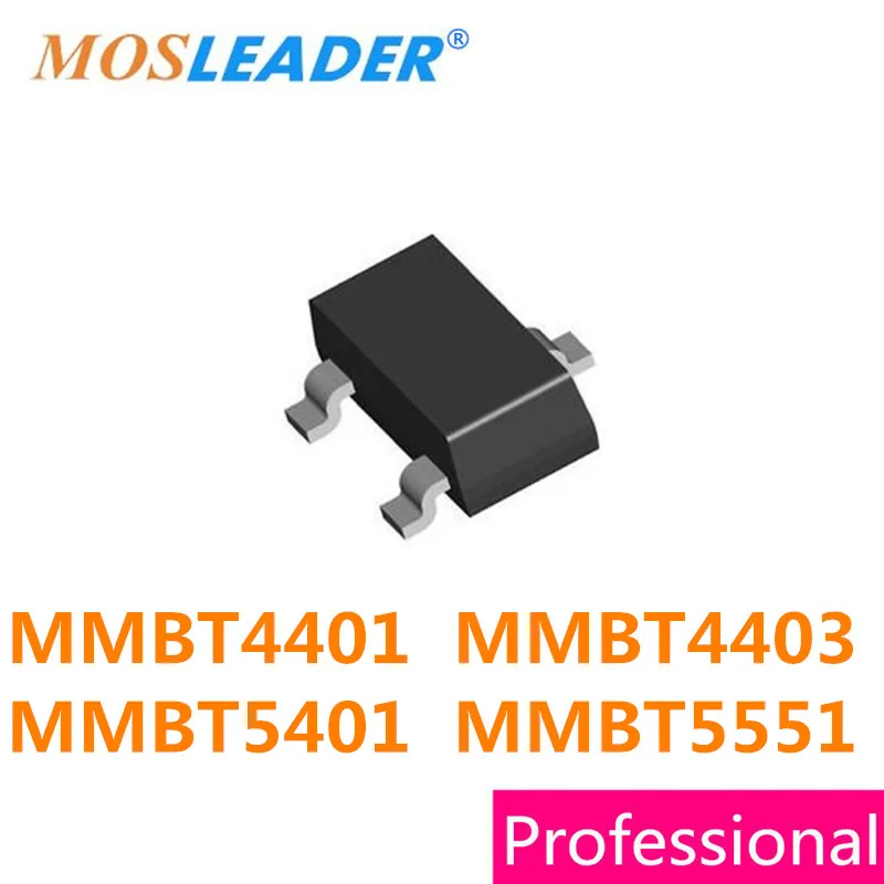 Mosleader 3000 шт. MMBT4401 MMBT4403 MMBT5401 MMBT5551 SOT23 0.2A 0.5A 0.6A 40V 150V 4401 4403 5401 китайские