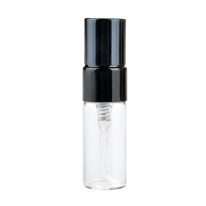 100 шт./лот 2 мл Parfum Verstuiver дорожная бутылка с распылителем для духов портативные пустые косметические контейнеры с алюминиевым насосом - Цвет: Black