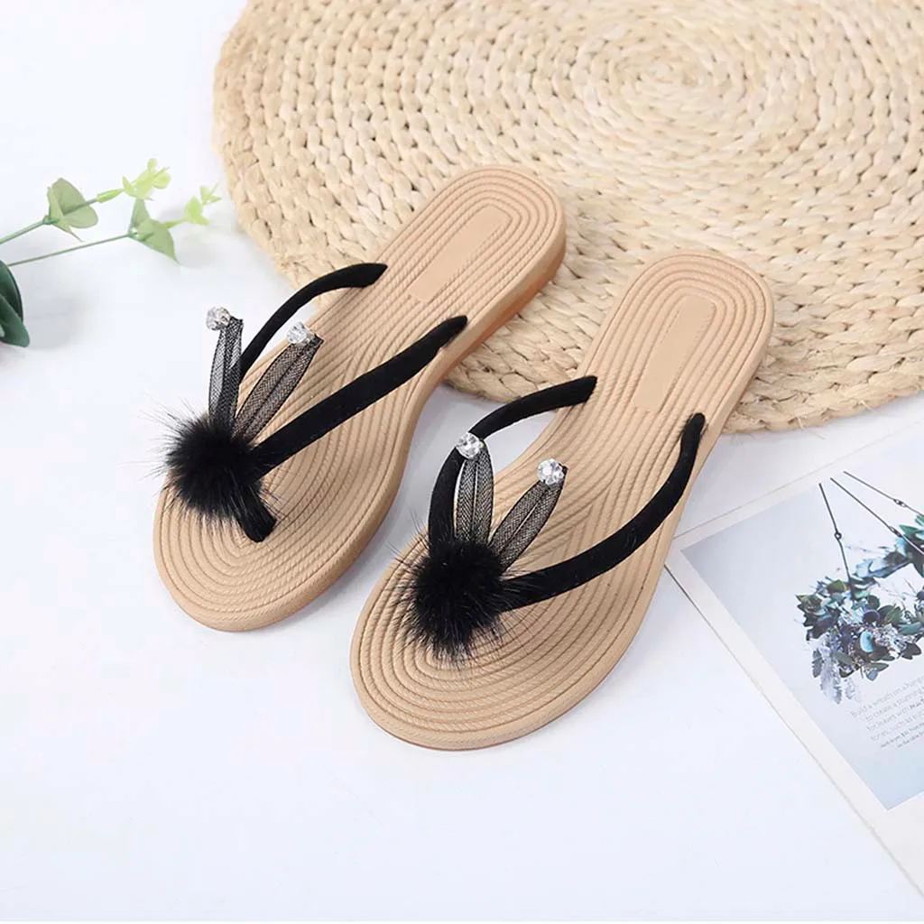 Женские летние Мультяшные шлепанцы со стразами пляжные сандалии Лоскутная