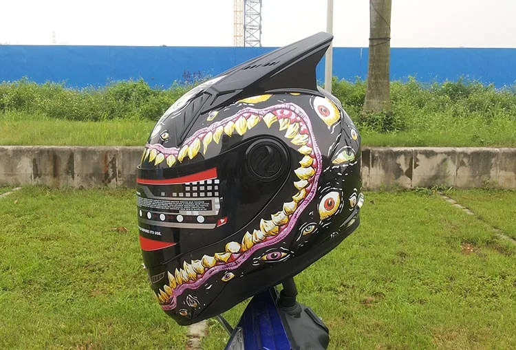 MALUSHUN мотоциклетный шлем светящийся зеленый теракт глаза большой рот взять |