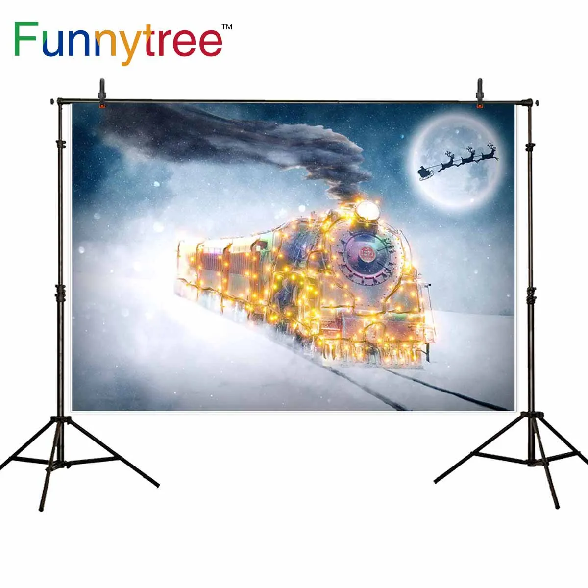 Funnytree фотостудия Рождественский олень с фотографией зимний Снежный поезд
