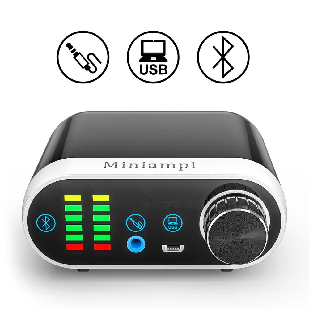 Douk аудио HiFi мини Bluetooth 5,0 HiFi усилитель мощности класса D Tpa3116 цифровой усилитель USB звуковая карта AUX 50 Вт* 2 домашний аудио