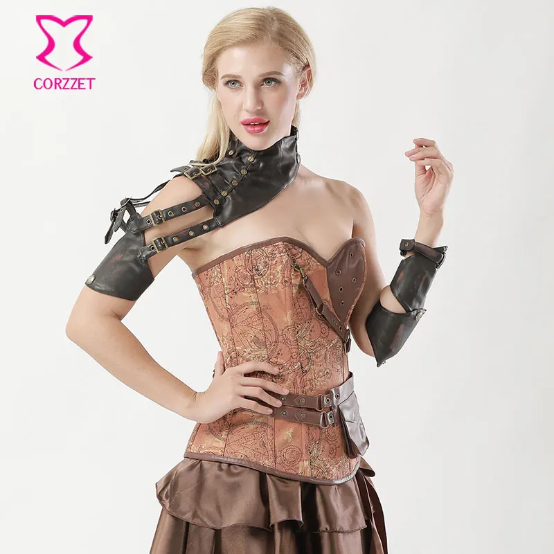 Красный кожаный ремень с пряжкой на плечо длинным рукавом винтажный стимпанк