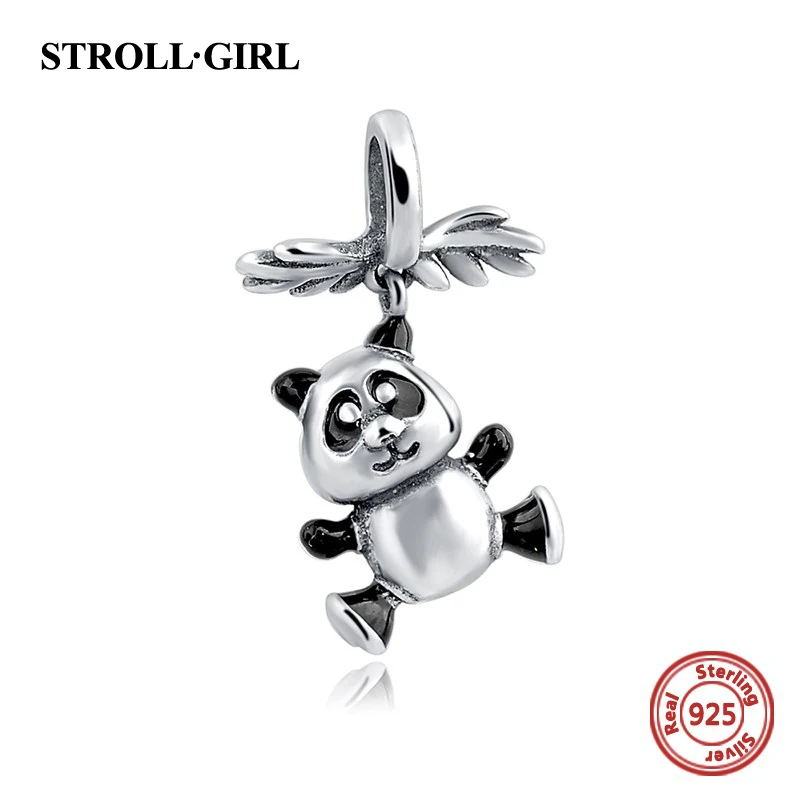 Strollgirl 925 Серебряные шарики DIY Craft Подвески коллекции животных собака кошка панда Лев лошадь Fit Аутентичные Пандора браслеты ювелирные изделия - Цвет: StrollGirl03114