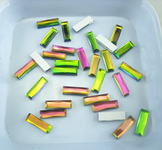 Diy 9 граней Vitrail 5x15 мм прямоугольный стеклянный кристалл серебряный с плоским