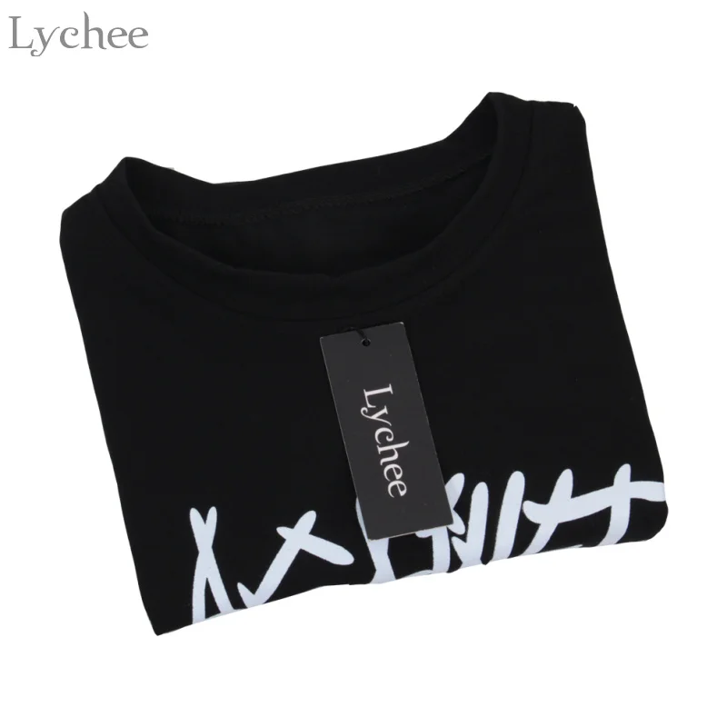 Lychee Harajuku женские футболки письмо сетки лоскутное с длинным рукавом футболка весна осень футболка Топ