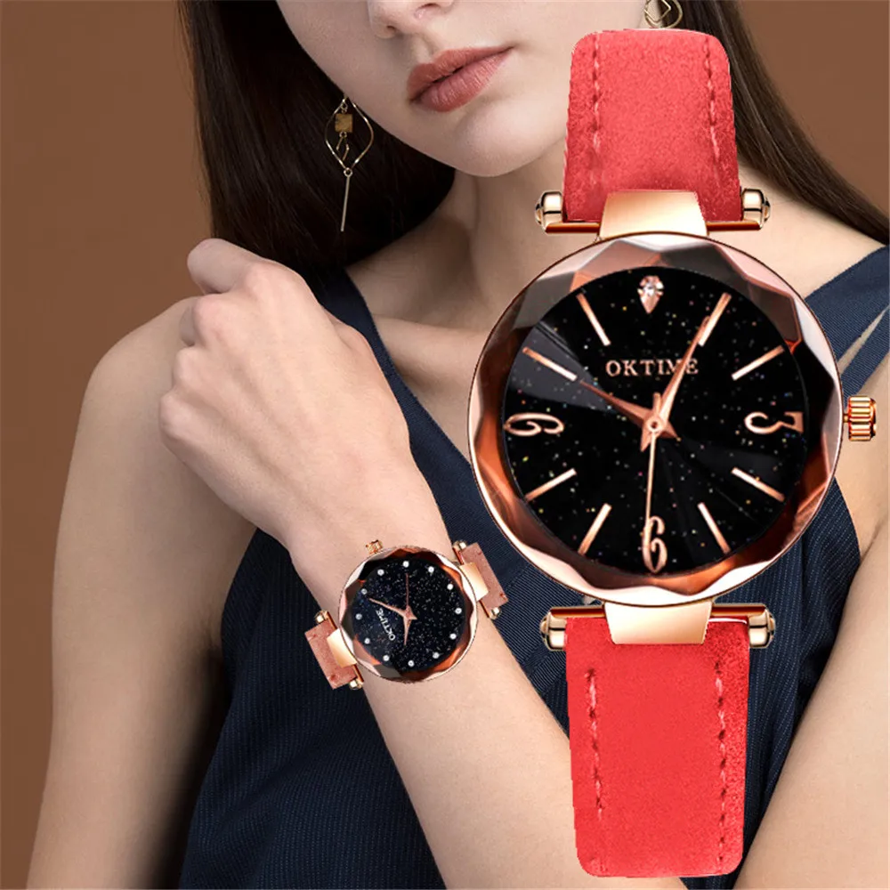 Романтические женские наручные часы со звездным небом оптовая продажа кожаный