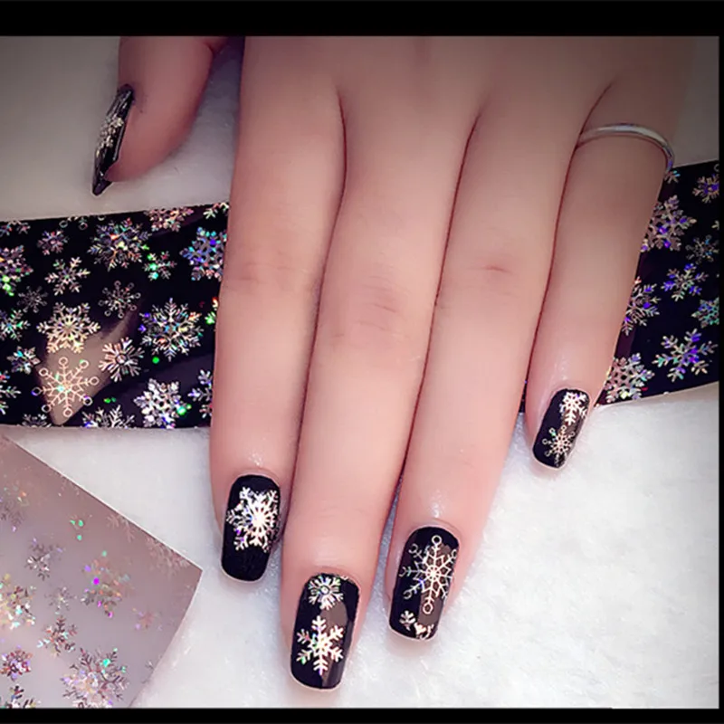 Рождественская Снежинка Голографическая фольга на ногти Рождественский зимний