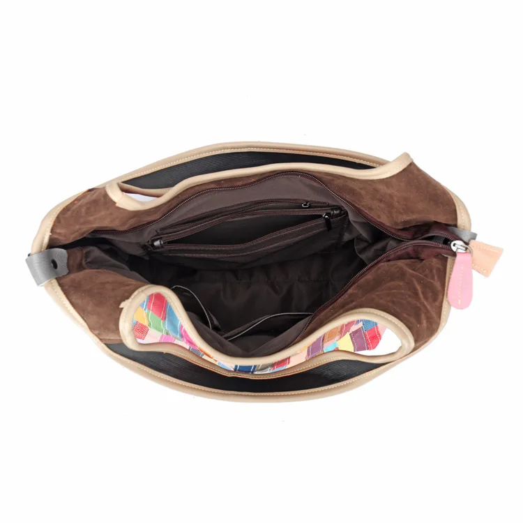 

European and American fashion color 100% genuine leather stripe patchwork personality oblique cross - cow leather bags