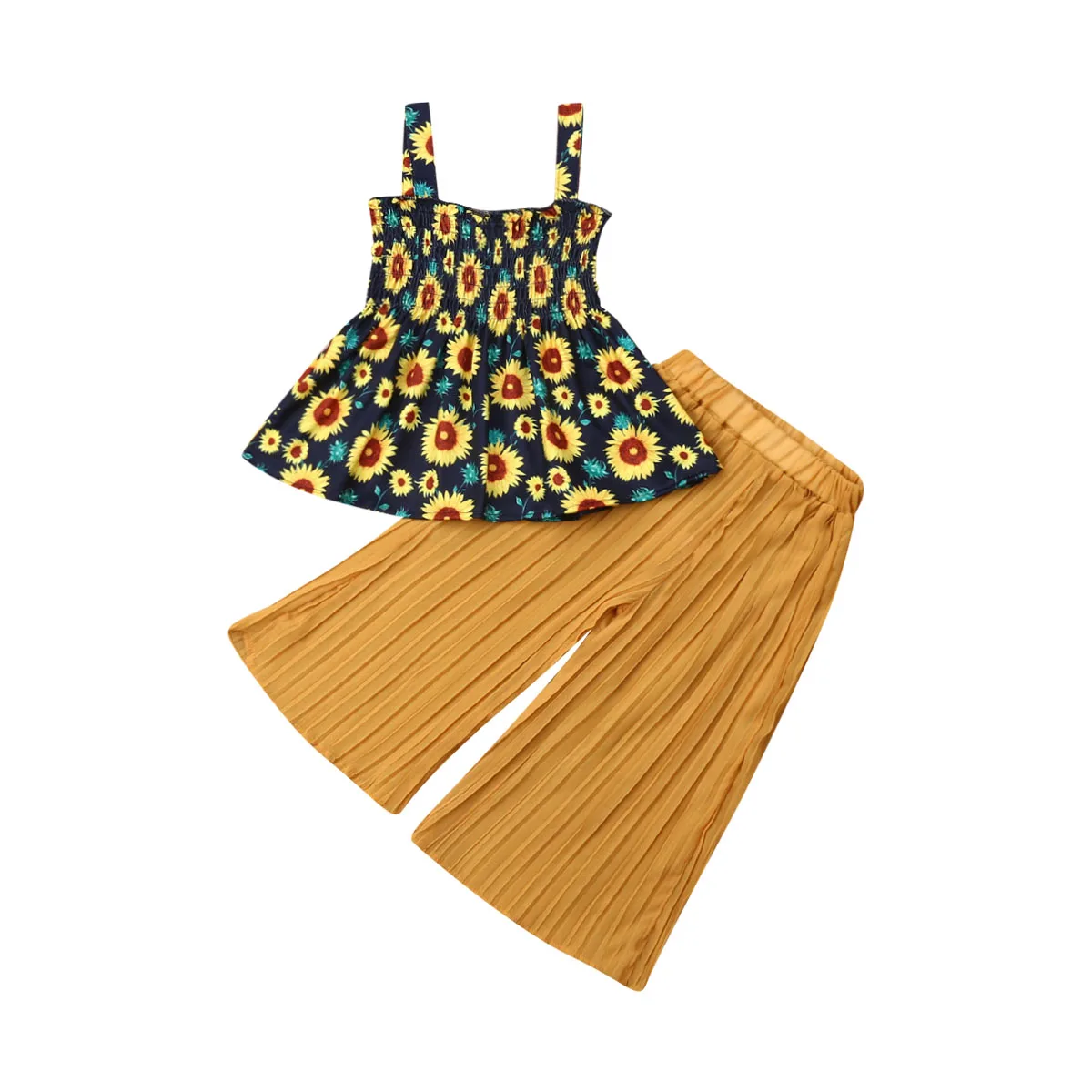 Emmaaby/Летняя одежда для маленьких девочек Футболка с подсолнухами Длинные