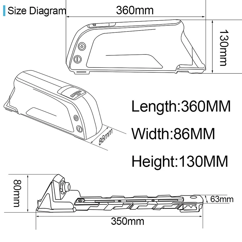 Hailong E Bike 36 В 13Ah супер Акула литий ионный аккумулятор с USB для вольт 500 Вт 350 Bafang BBS01