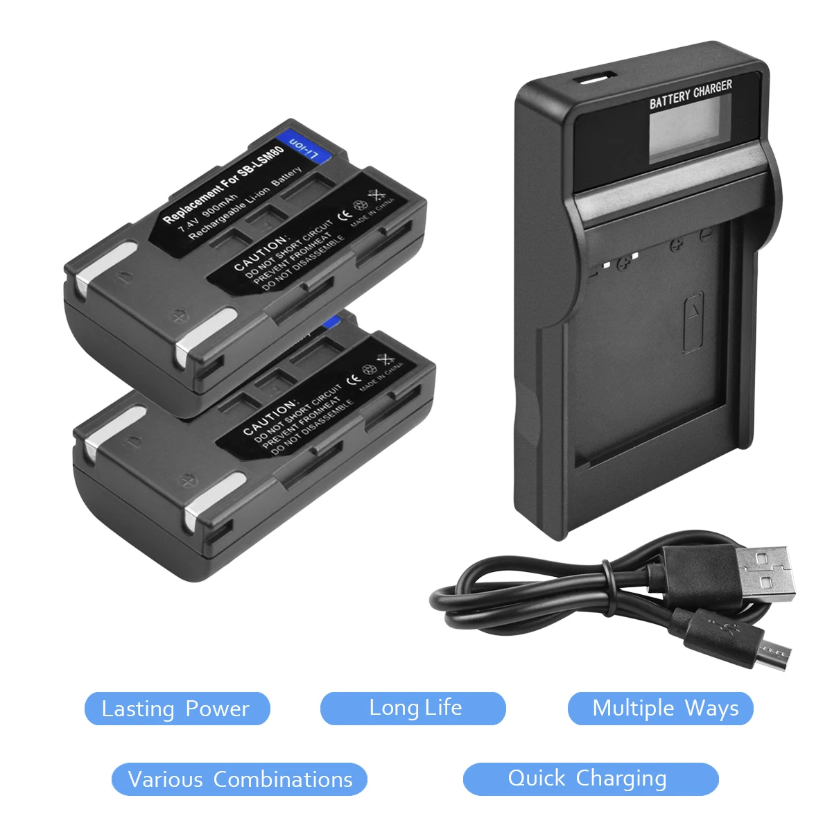 2 пакеты SB-LSM80 литий-ионный Батарея 7 4 V 900 mAh + 1 Порты и разъёмы Зарядное устройство