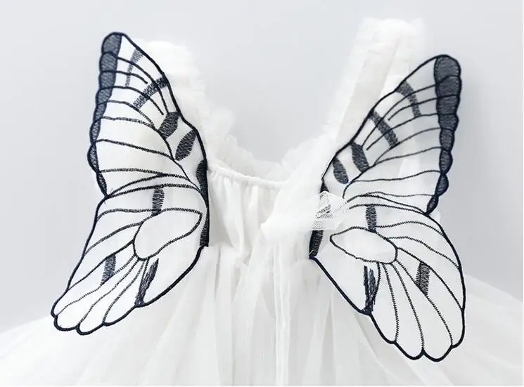 12Month-5Y Baby Girl Princess Dress 2019 Summer Elegant White Flower Wings Tulle Wedding Dresses Children Kid Clothes | Детская одежда