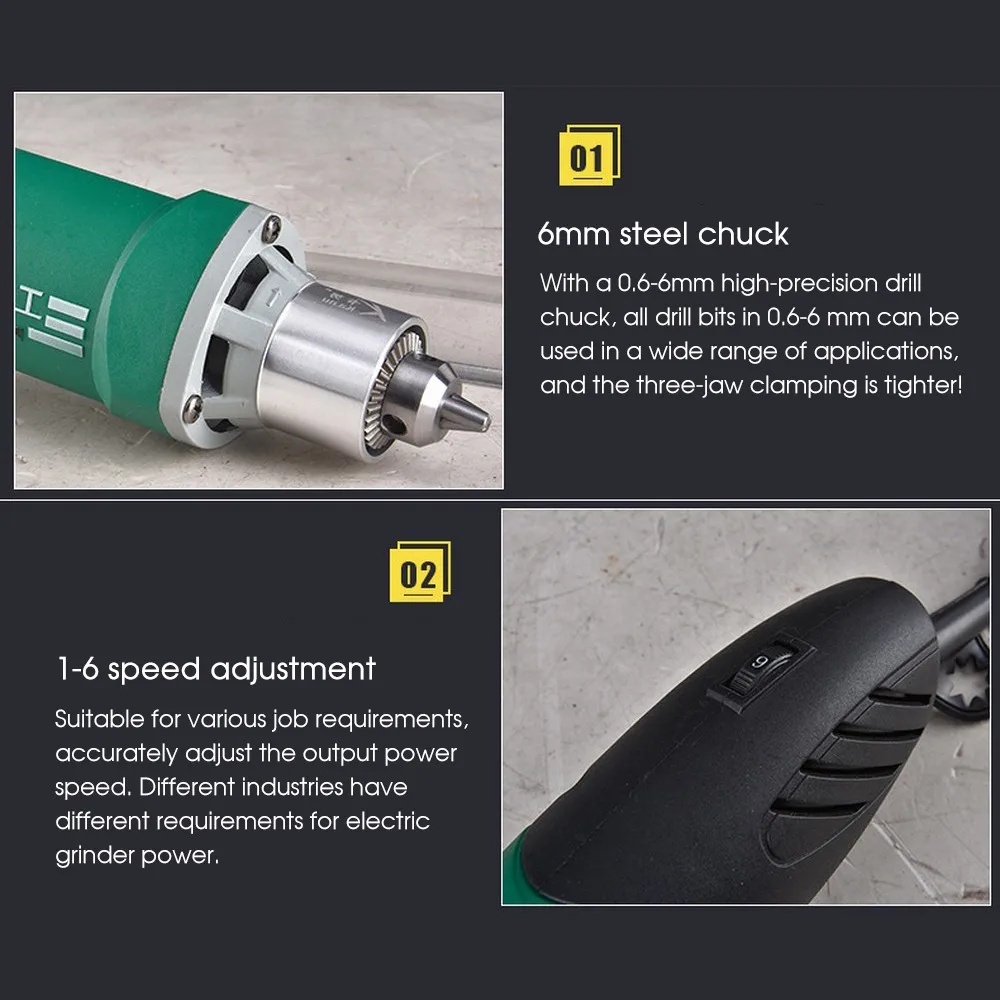 6 скоростная Регулируемая электрическая шлифовальная машина маленькая