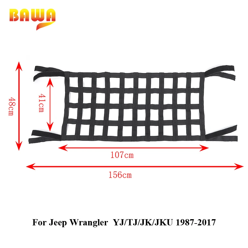 

BAWA Car Covers For Jeep Wrangler 1987-2017 YJ/TJ/JK/JL Automatic Car Covers Hammock Cargo Net Top Roof Storage Car Cover