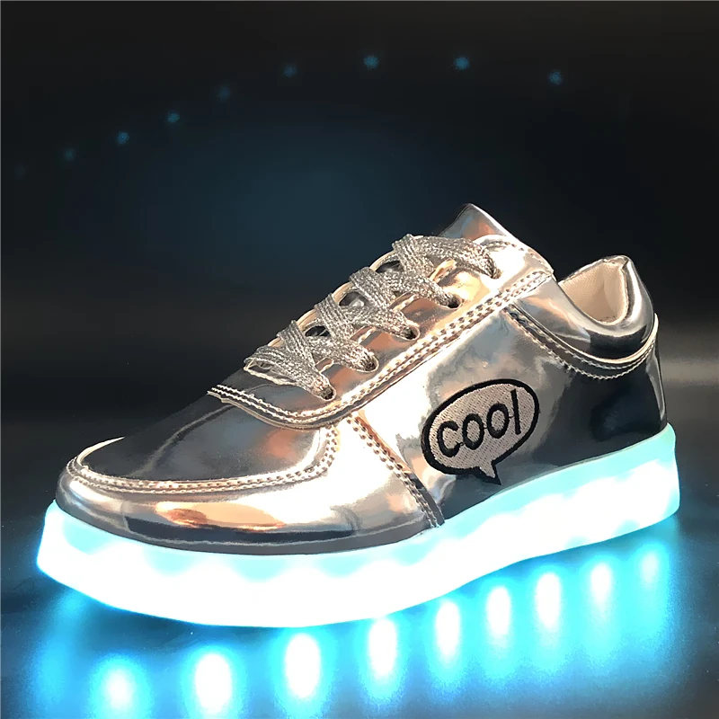 7ipupas 30-44 новые детские светящиеся кроссовки светящаяся обувь с зарядкой от USB обувь с вышитыми наклейками для мальчиков и девочек