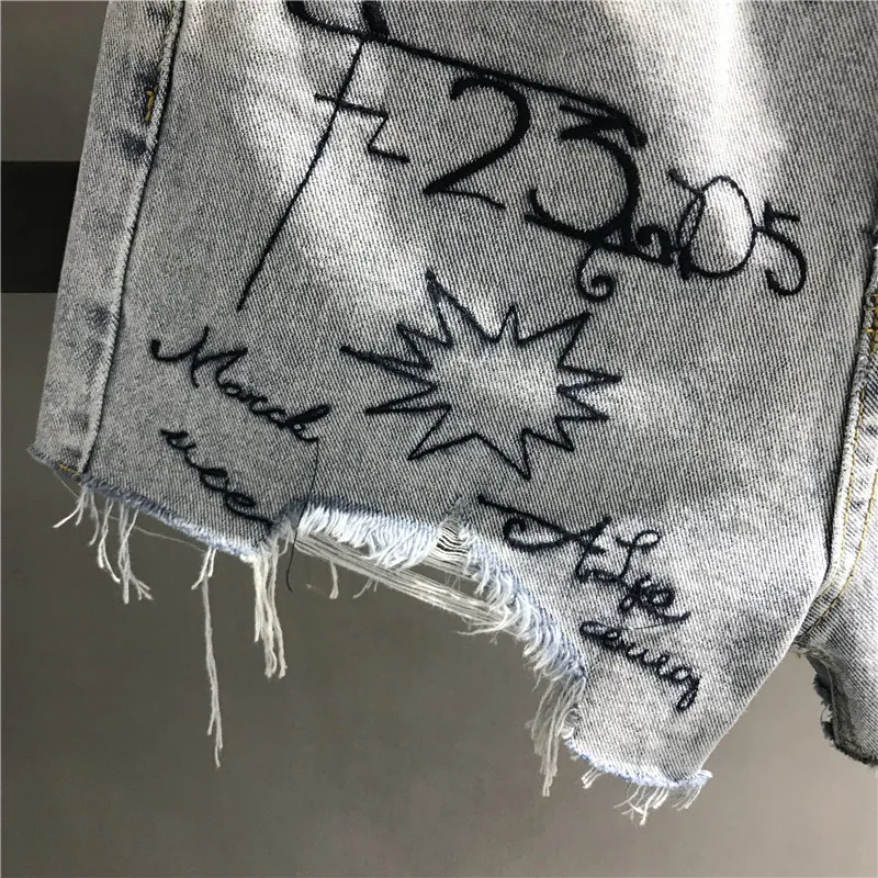 Размера плюс 26 31!2021 летние новые модные с вышитой надписью джинсовые шорты для