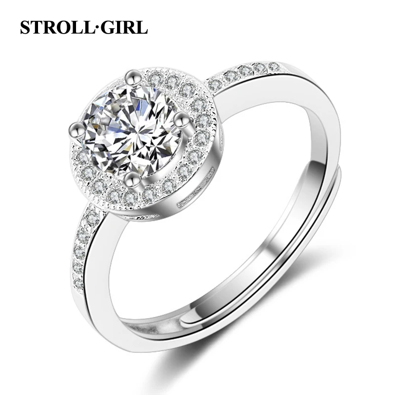Strollgirl, Новое поступление, 925 пробы, серебряное кольцо с короной, ослепительное, AAA, циркон, свадебные кольца для женщин, обручальное, хорошее ювелирное изделие, подарок - Цвет основного камня: StrollGirl45046310-1