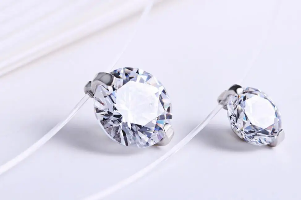 Новое ожерелье из настоящего серебра 925 пробы на прозрачной леске с кулоном