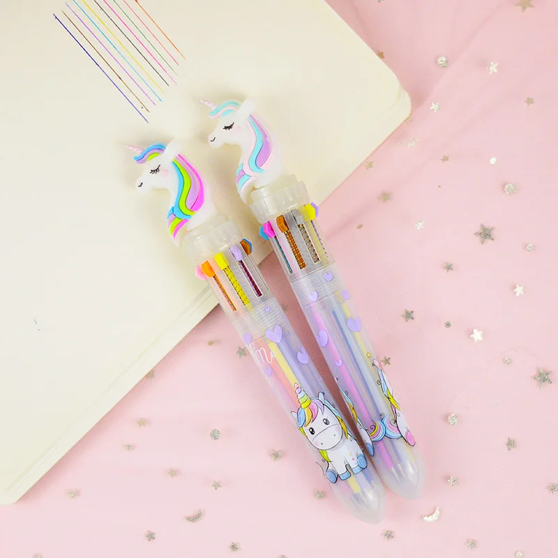 Из мультфильма «Холодное сердце», 1 шт. Kawaii мультяшная пижама в виде животных Единорог Пресс шариковая ручка 3-Цвет шариковая ручка Мульти-Цветной Stylo для детские школьные принадлежности подарок - Цвет: Бургундия