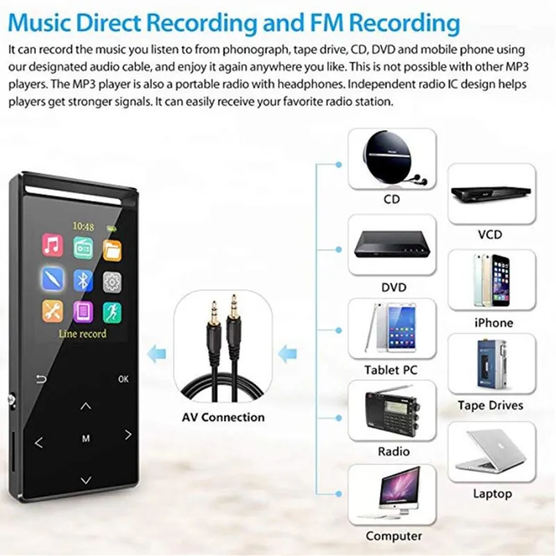 16 ГБ Bluetooth MP3 плеер + наушники повязка с музыку прямо Запись FM шагомер HIFI без потерь